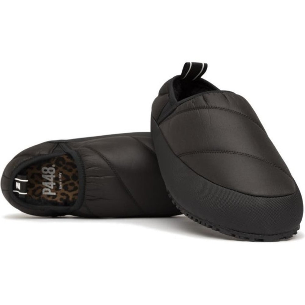 P448 Laby Slip On Sneakers Quilted Faux Fur Platform Black Size 38 US 7.5 - 8